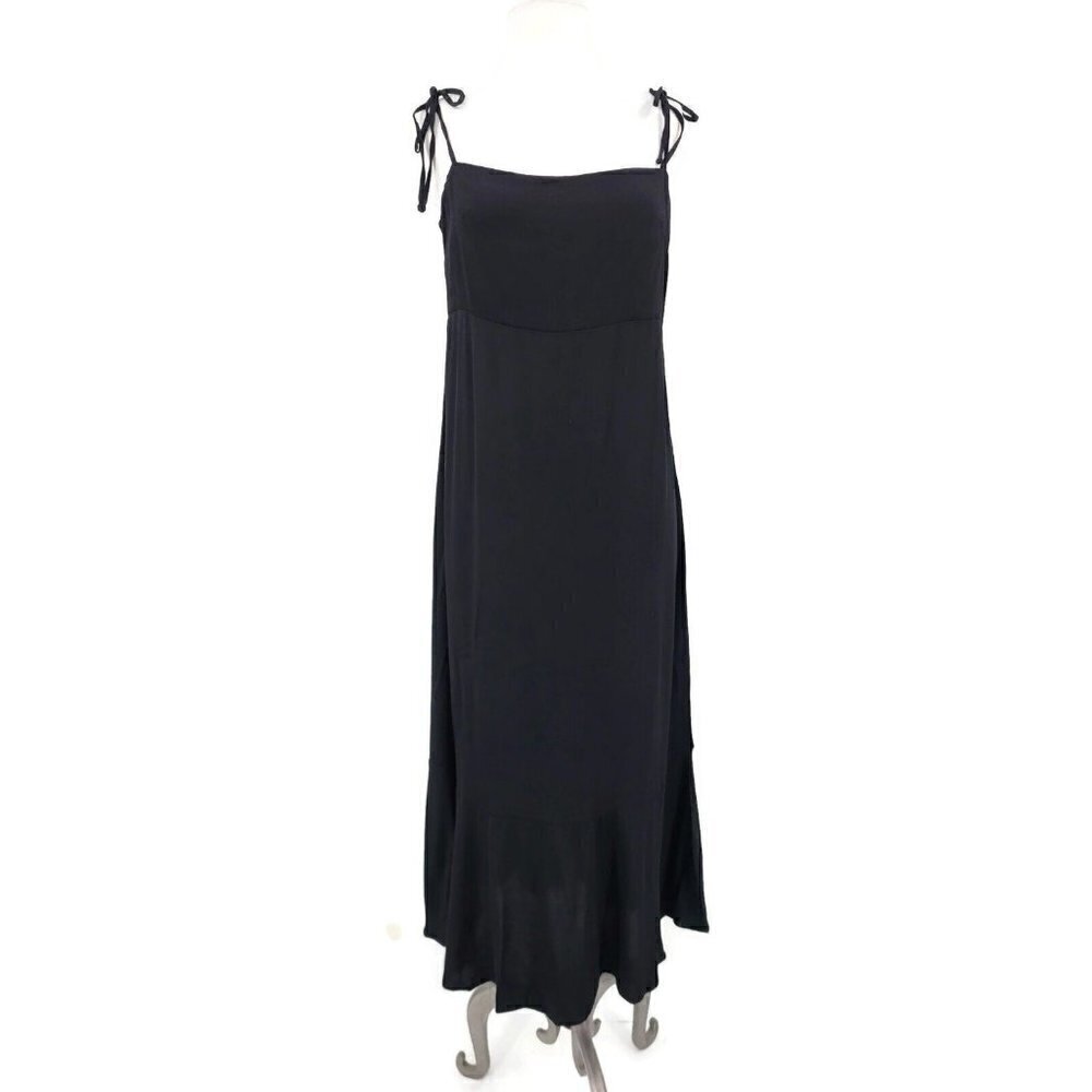 New Flynn Skye Slip Dress Womens L Solid Black Rayon